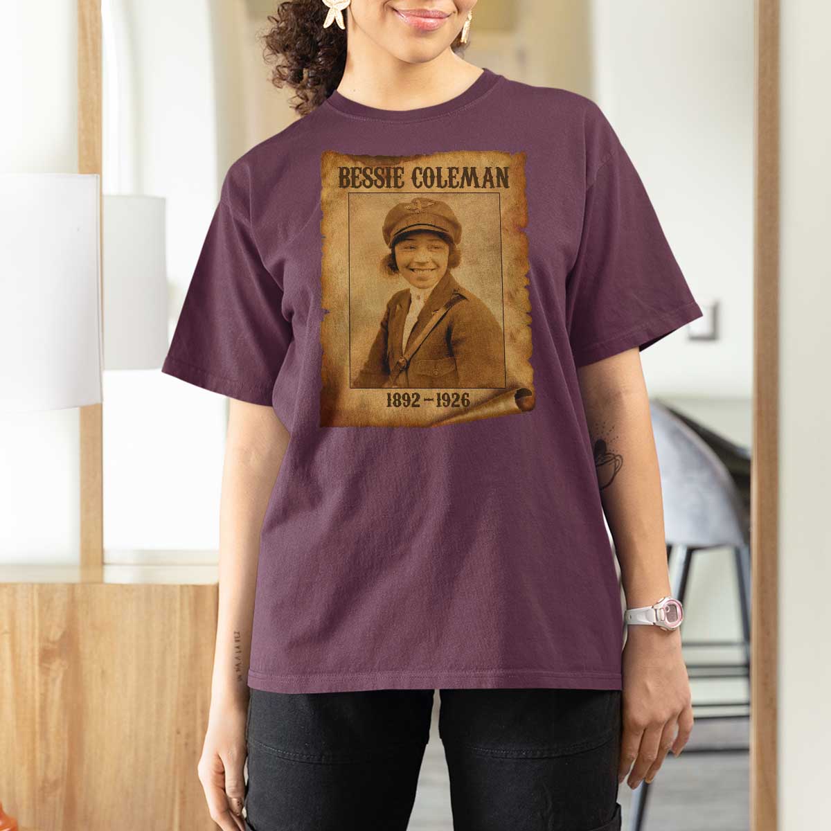 Bessie Coleman First African American Female Pilot T Shirt For Women Black History - Wonder Print Shop