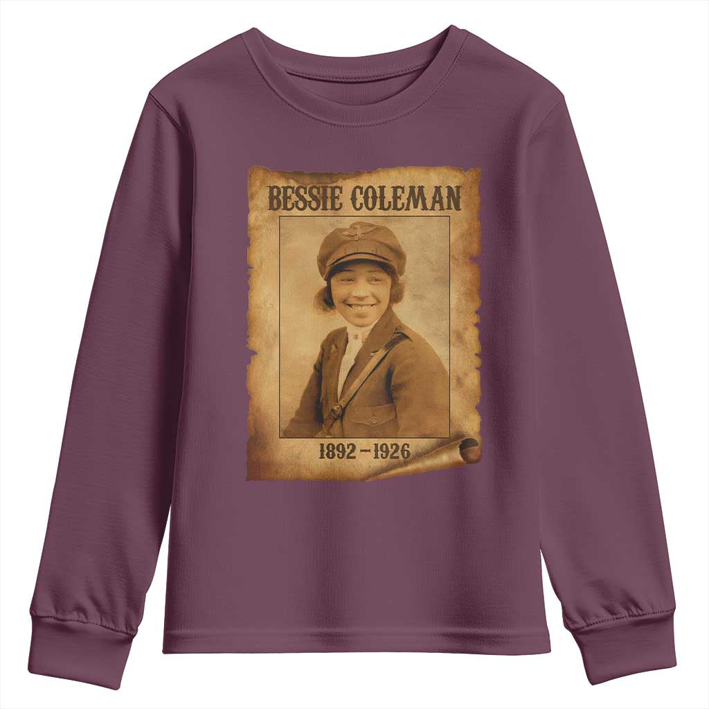Bessie Coleman First African American Female Pilot Youth Sweatshirt Black History - Wonder Print Shop