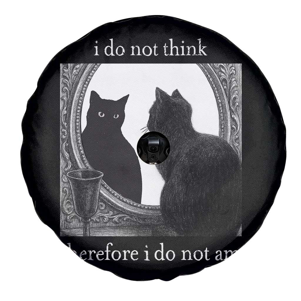 Funny Cat Spare Tire Cover I Do Not Think Therefore I Do Not Am Goth Emo Grunge Witchy - Wonder Print Shop