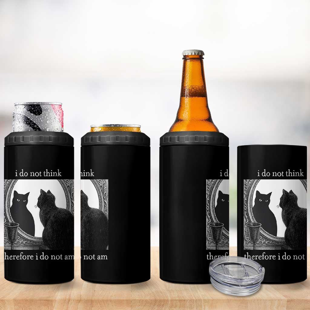 Funny Cat 4 in 1 Can Cooler Tumbler I Do Not Think Therefore I Do Not Am Goth Emo Grunge Witchy - Wonder Print Shop