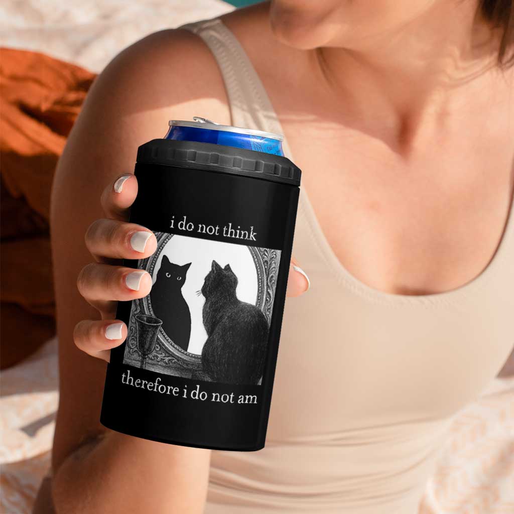 Funny Cat 4 in 1 Can Cooler Tumbler I Do Not Think Therefore I Do Not Am Goth Emo Grunge Witchy - Wonder Print Shop