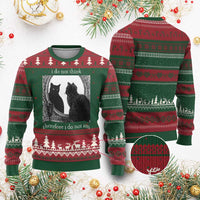 Funny Cat Ugly Christmas Sweater I Do Not Think Therefore I Do Not Am Goth Emo Grunge Witchy - Wonder Print Shop