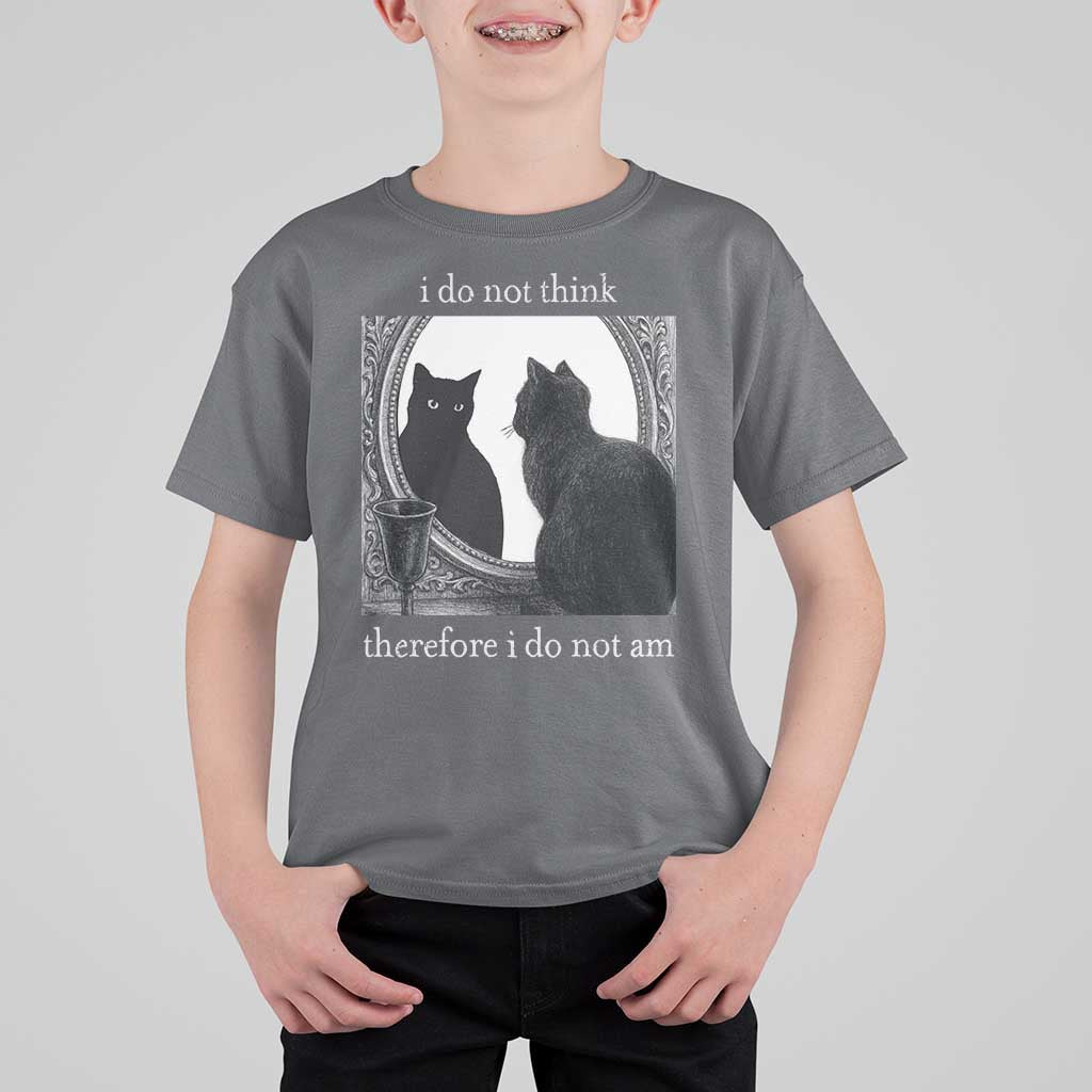 Funny Cat T Shirt For Kid I Do Not Think Therefore I Do Not Am Goth Emo Grunge Witchy - Wonder Print Shop