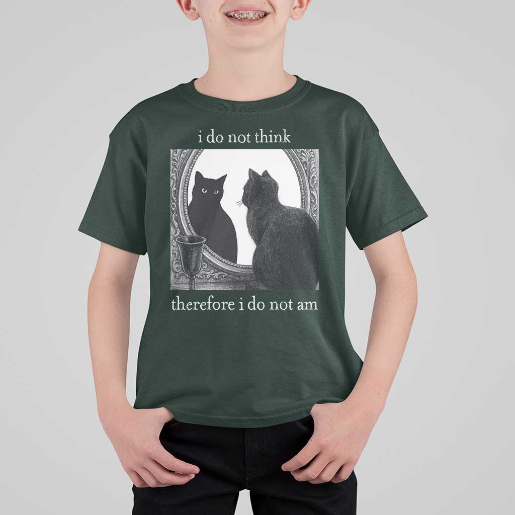 Funny Cat T Shirt For Kid I Do Not Think Therefore I Do Not Am Goth Emo Grunge Witchy - Wonder Print Shop