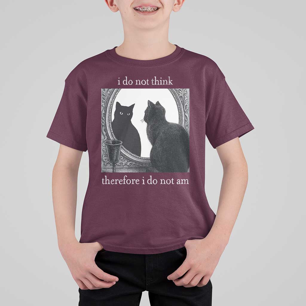 Funny Cat T Shirt For Kid I Do Not Think Therefore I Do Not Am Goth Emo Grunge Witchy - Wonder Print Shop