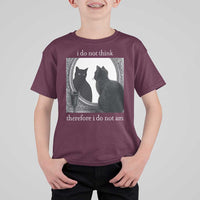 Funny Cat T Shirt For Kid I Do Not Think Therefore I Do Not Am Goth Emo Grunge Witchy - Wonder Print Shop