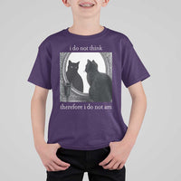 Funny Cat T Shirt For Kid I Do Not Think Therefore I Do Not Am Goth Emo Grunge Witchy - Wonder Print Shop