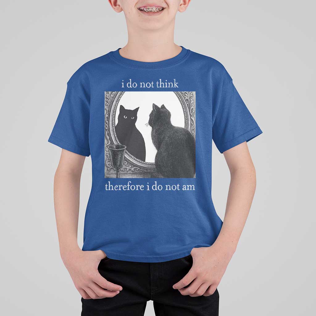Funny Cat T Shirt For Kid I Do Not Think Therefore I Do Not Am Goth Emo Grunge Witchy - Wonder Print Shop