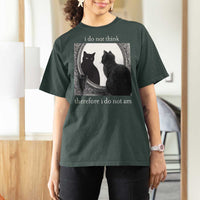 Funny Cat T Shirt For Women I Do Not Think Therefore I Do Not Am Goth Emo Grunge Witchy - Wonder Print Shop