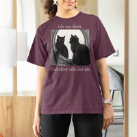 Funny Cat T Shirt For Women I Do Not Think Therefore I Do Not Am Goth Emo Grunge Witchy - Wonder Print Shop
