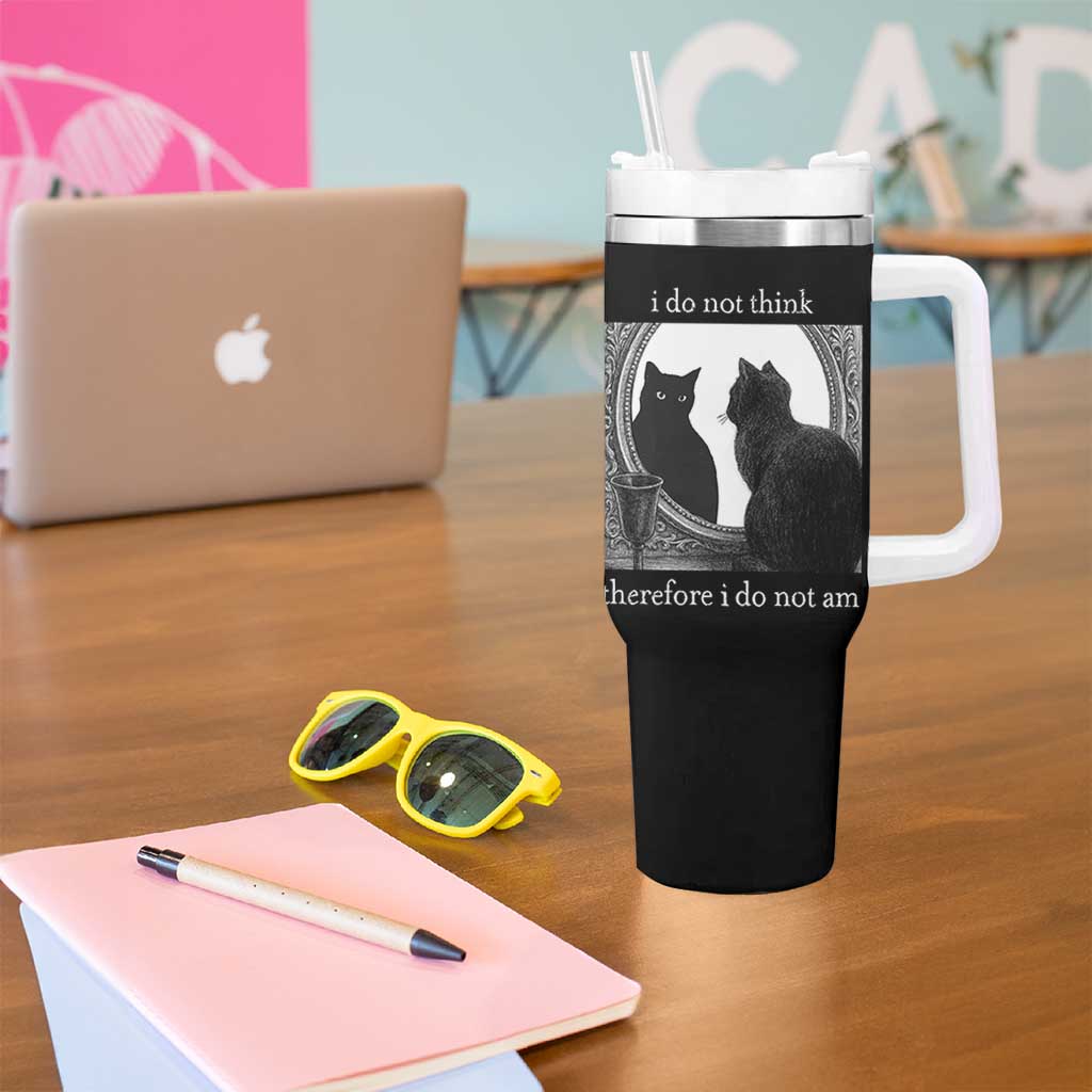 Funny Cat Tumbler With Handle I Do Not Think Therefore I Do Not Am Goth Emo Grunge Witchy - Wonder Print Shop