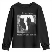 Funny Cat Youth Sweatshirt I Do Not Think Therefore I Do Not Am Goth Emo Grunge Witchy - Wonder Print Shop