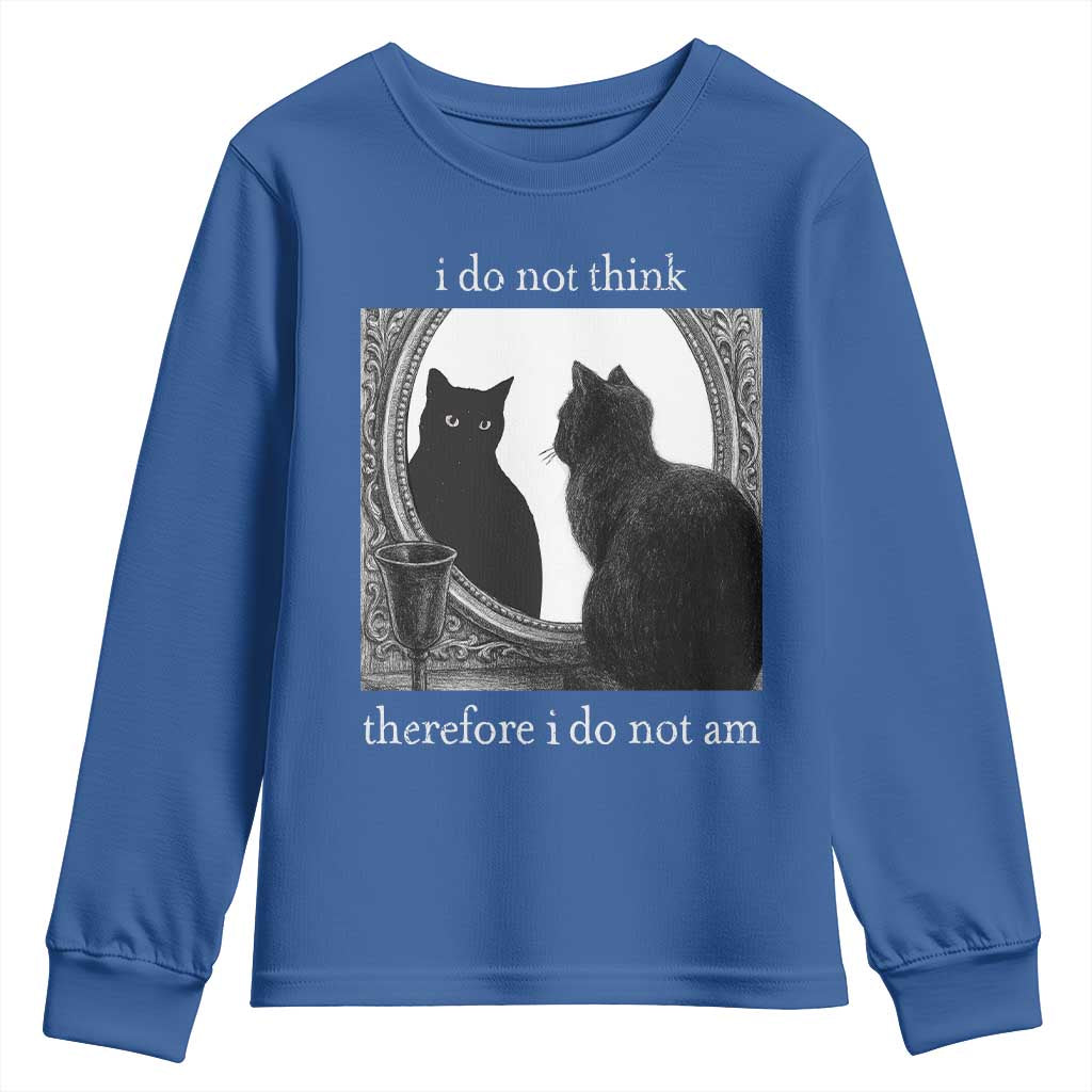 Funny Cat Youth Sweatshirt I Do Not Think Therefore I Do Not Am Goth Emo Grunge Witchy - Wonder Print Shop