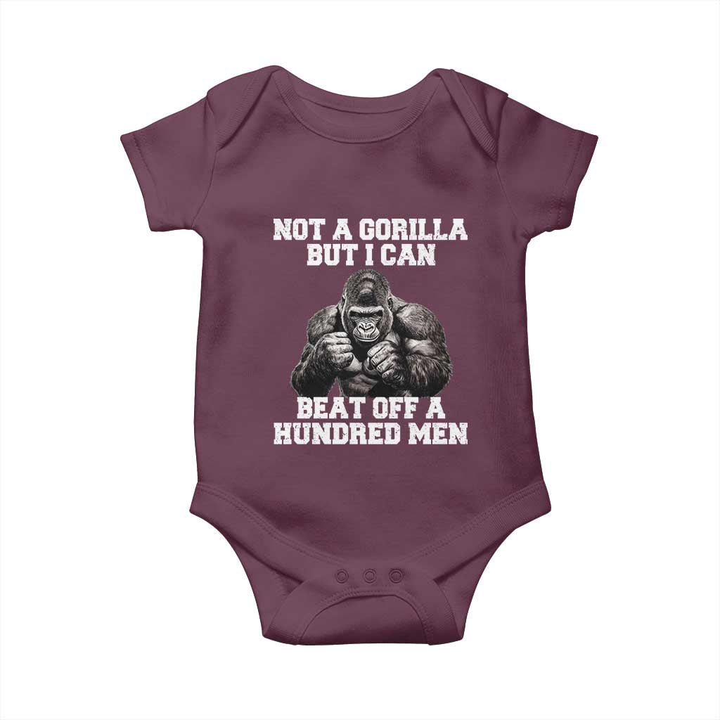Funny Internet Meme Baby Onesie Not A Gorilla But I Can Beat Off 100 Men - Wonder Print Shop