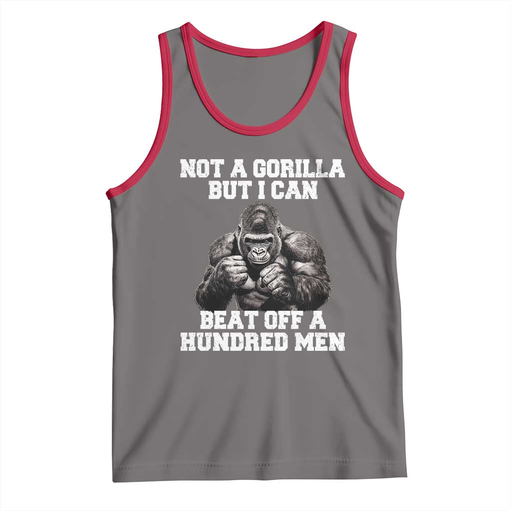 Funny Internet Meme Tank Top Not A Gorilla But I Can Beat Off 100 Men - Wonder Print Shop