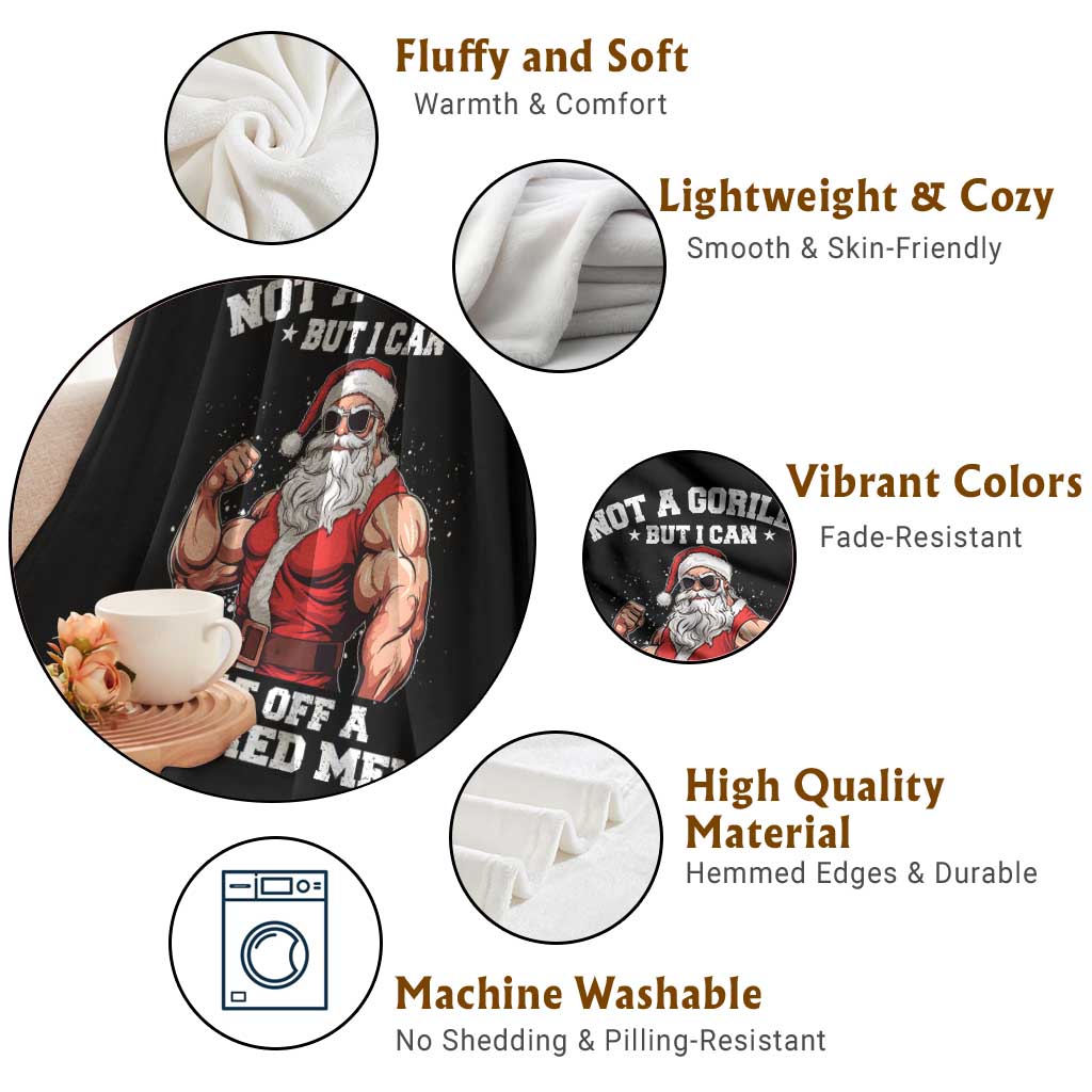 Funny Muscle Santa Throw Blanket Not A Gorilla But I Can Beat Off 100 Men Bodybuilder Christmas - Wonder Print Shop