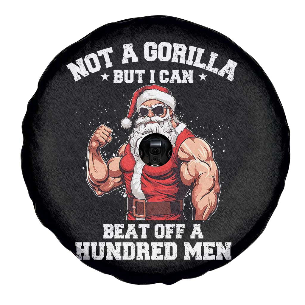 Funny Muscle Santa Spare Tire Cover Not A Gorilla But I Can Beat Off 100 Men Bodybuilder Christmas - Wonder Print Shop