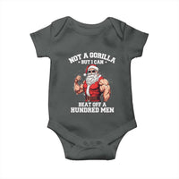 Funny Muscle Santa Baby Onesie Not A Gorilla But I Can Beat Off 100 Men Bodybuilder Christmas - Wonder Print Shop