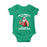 Funny Muscle Santa Baby Onesie Not A Gorilla But I Can Beat Off 100 Men Bodybuilder Christmas - Wonder Print Shop