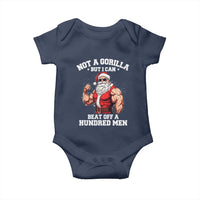 Funny Muscle Santa Baby Onesie Not A Gorilla But I Can Beat Off 100 Men Bodybuilder Christmas - Wonder Print Shop
