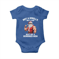 Funny Muscle Santa Baby Onesie Not A Gorilla But I Can Beat Off 100 Men Bodybuilder Christmas - Wonder Print Shop