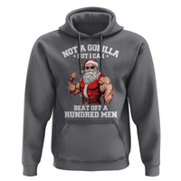 Funny Muscle Santa Hoodie Not A Gorilla But I Can Beat Off 100 Men Bodybuilder Christmas - Wonder Print Shop