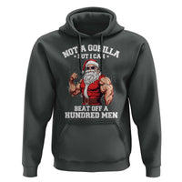 Funny Muscle Santa Hoodie Not A Gorilla But I Can Beat Off 100 Men Bodybuilder Christmas - Wonder Print Shop