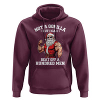 Funny Muscle Santa Hoodie Not A Gorilla But I Can Beat Off 100 Men Bodybuilder Christmas - Wonder Print Shop