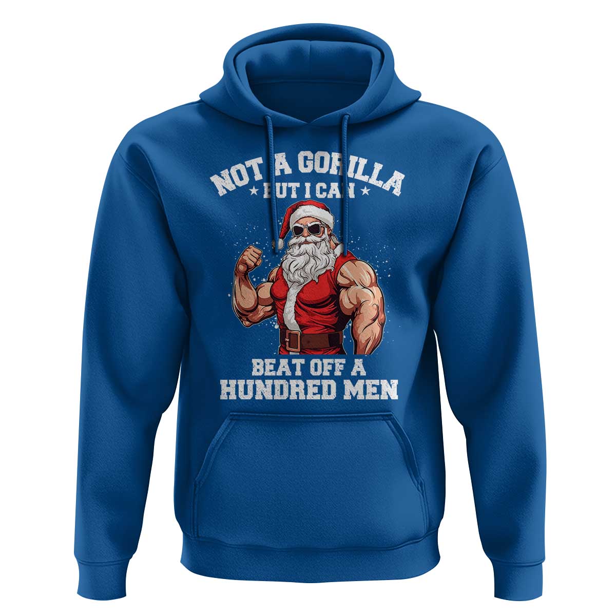 Funny Muscle Santa Hoodie Not A Gorilla But I Can Beat Off 100 Men Bodybuilder Christmas - Wonder Print Shop