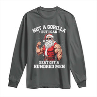 Funny Muscle Santa Long Sleeve Shirt Not A Gorilla But I Can Beat Off 100 Men Bodybuilder Christmas - Wonder Print Shop