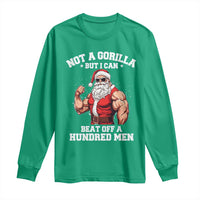 Funny Muscle Santa Long Sleeve Shirt Not A Gorilla But I Can Beat Off 100 Men Bodybuilder Christmas - Wonder Print Shop