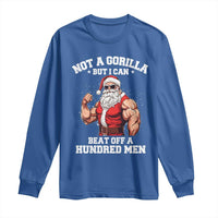 Funny Muscle Santa Long Sleeve Shirt Not A Gorilla But I Can Beat Off 100 Men Bodybuilder Christmas - Wonder Print Shop