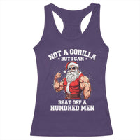 Funny Muscle Santa Racerback Tank Top Not A Gorilla But I Can Beat Off 100 Men Bodybuilder Christmas - Wonder Print Shop