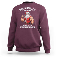 Funny Muscle Santa Sweatshirt Not A Gorilla But I Can Beat Off 100 Men Bodybuilder Christmas - Wonder Print Shop