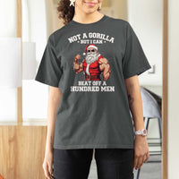 Funny Muscle Santa T Shirt For Women Not A Gorilla But I Can Beat Off 100 Men Bodybuilder Christmas - Wonder Print Shop
