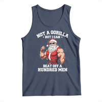Funny Muscle Santa Tank Top Not A Gorilla But I Can Beat Off 100 Men Bodybuilder Christmas - Wonder Print Shop
