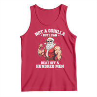 Funny Muscle Santa Tank Top Not A Gorilla But I Can Beat Off 100 Men Bodybuilder Christmas - Wonder Print Shop