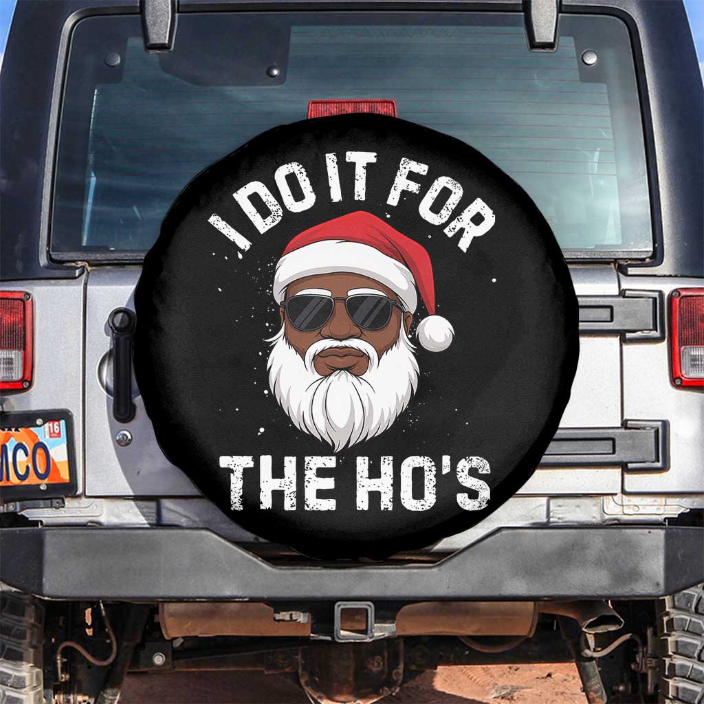 I Do It For The Hos Black Santa Christmas Spare Tire Cover Funny Inappropriate Rude Santa - Wonder Print Shop
