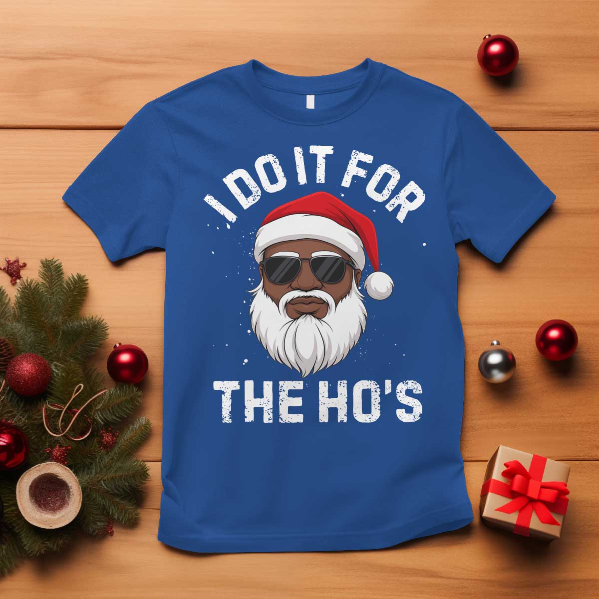 I Do It For The Hos Black Santa Christmas T Shirt Funny Inappropriate Rude Santa - Wonder Print Shop