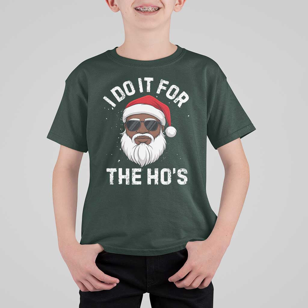 I Do It For The Hos Black Santa Christmas T Shirt For Kid Funny Inappropriate Rude Santa - Wonder Print Shop