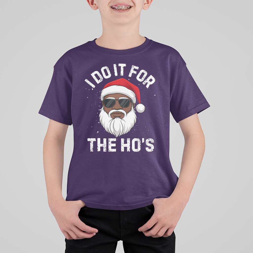 I Do It For The Hos Black Santa Christmas T Shirt For Kid Funny Inappropriate Rude Santa - Wonder Print Shop