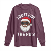 I Do It For The Hos Black Santa Christmas Long Sleeve Shirt Funny Inappropriate Rude Santa - Wonder Print Shop