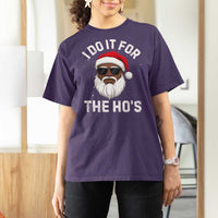 I Do It For The Hos Black Santa Christmas T Shirt For Women Funny Inappropriate Rude Santa - Wonder Print Shop