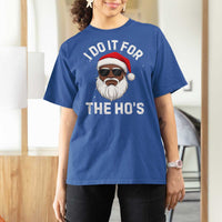 I Do It For The Hos Black Santa Christmas T Shirt For Women Funny Inappropriate Rude Santa - Wonder Print Shop