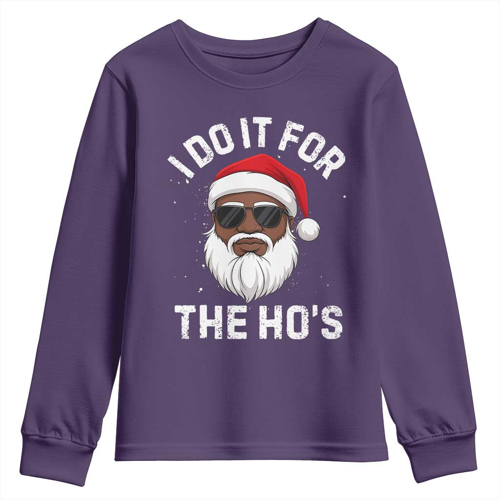 I Do It For The Hos Black Santa Christmas Youth Sweatshirt Funny Inappropriate Rude Santa - Wonder Print Shop