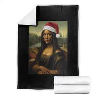 Funny Black Christmas Throw Blanket Vintage Mona Lisa Afro Santa Da Vinci Xmas - Wonder Print Shop