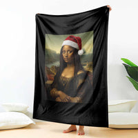 Funny Black Christmas Throw Blanket Vintage Mona Lisa Afro Santa Da Vinci Xmas - Wonder Print Shop