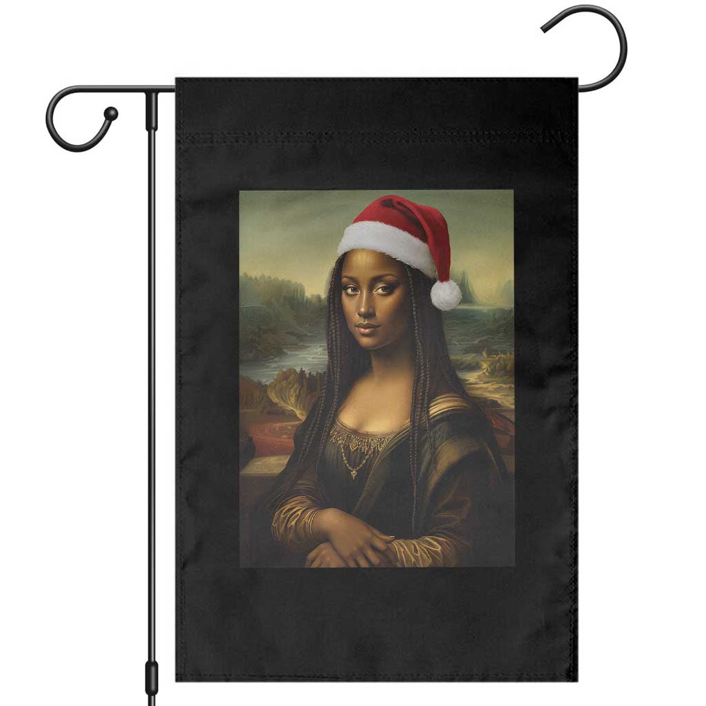 Funny Black Christmas Garden Flag Vintage Mona Lisa Afro Santa Da Vinci Xmas - Wonder Print Shop