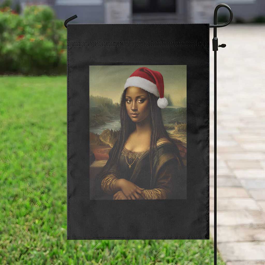 Funny Black Christmas Garden Flag Vintage Mona Lisa Afro Santa Da Vinci Xmas - Wonder Print Shop