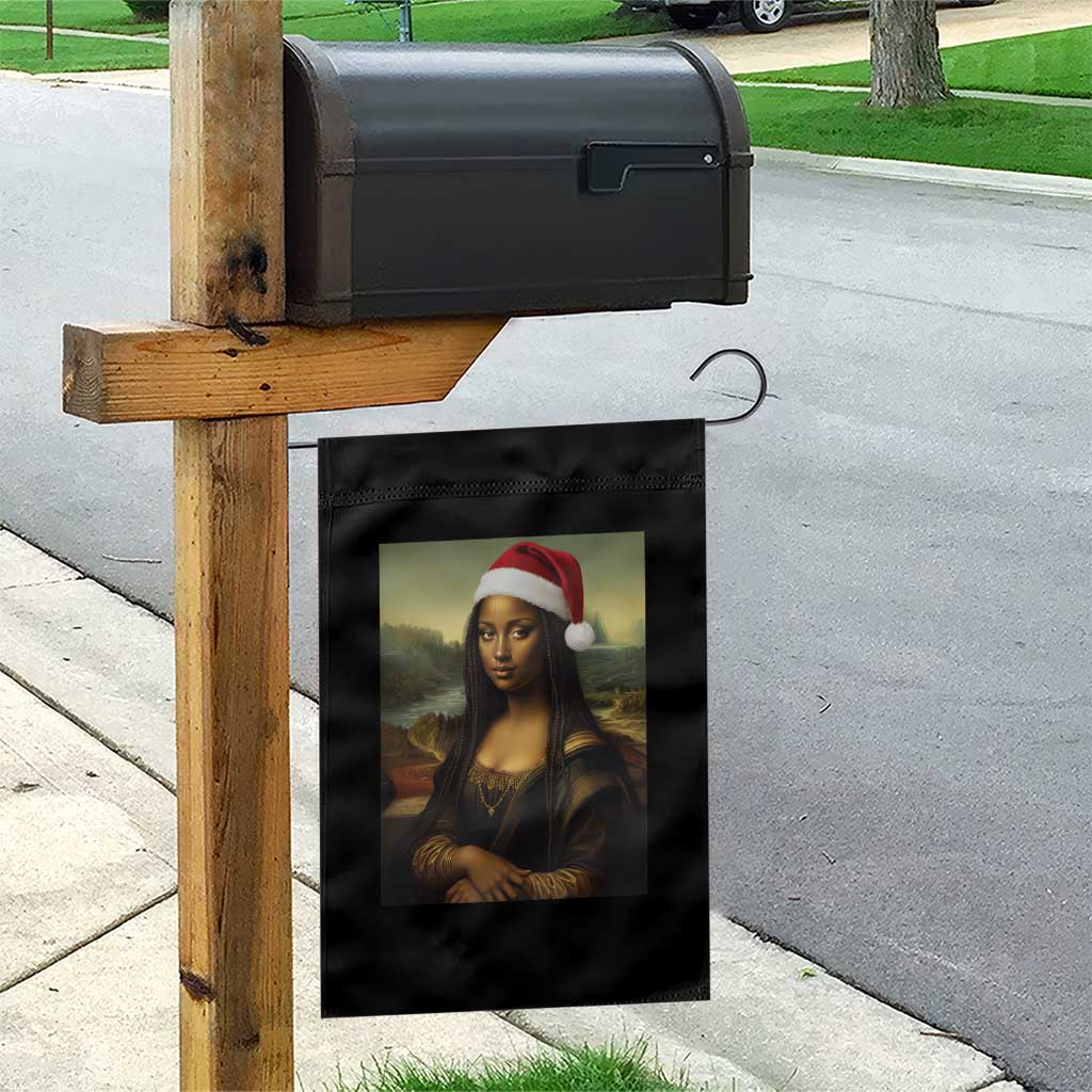 Funny Black Christmas Garden Flag Vintage Mona Lisa Afro Santa Da Vinci Xmas - Wonder Print Shop